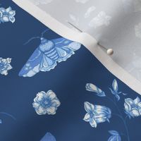 Blue butterflies and flowers