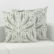 (M) Hand drawn Serene Leaves scallop in light sage green gray