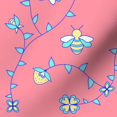 Pink Bumblebee Ojibwe Floral 
