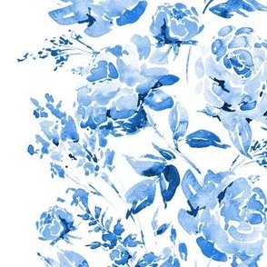 Abstract blue watercolor vintage roses