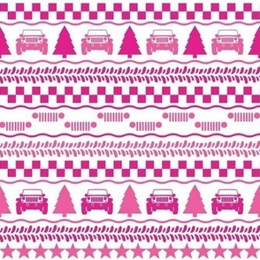 Small Scale 4x4 Adventures Fair Isle in Pink and White