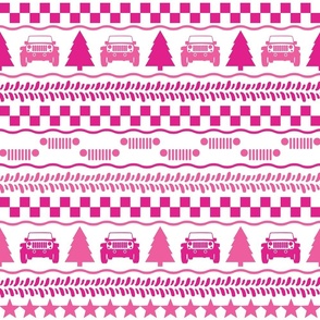 Large Scale 4x4 Adventures Fair Isle in Pink and White