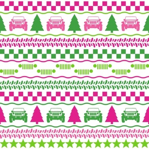 X-Large XL Scale 4x4 Adventures Fair Isle in Preppy Pink Green and White