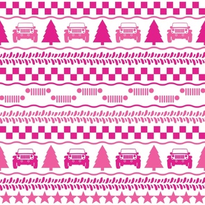 X-Large XL Scale 4x4 Adventures Fair Isle in Pink and White