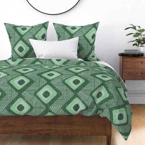 mud cloth MID MOD midcentury modern cool green silver sage geometric, lines | jumbo