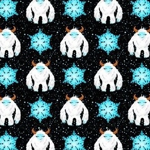 Yeti with Snowflakes on Black