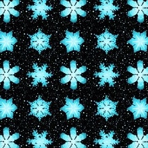 Yeti Matching Blue Snowflakes on Black