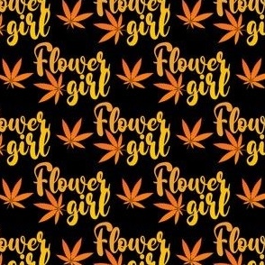 Marijuana Flower Girl Orange on Black