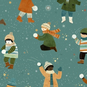 Snowball Fight in dusky blue L