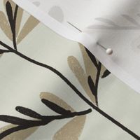 Zen Nature Boho Plants XL - botanical wallpaper - hand drawn leaves and succulents in earthy tones