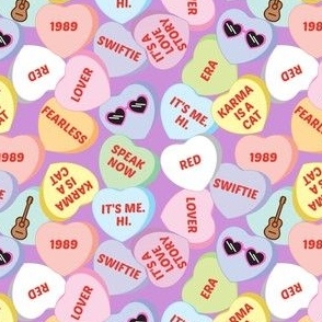 Swiftie Valentine Saying Hearts on Purple