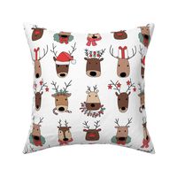 Santa's Silly Christmas Holiday Reindeer in red and green on white - 3 inch