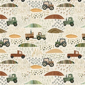 farmland M - tractor - truck - boho farm - nursery decor - harverst time - crops and fields