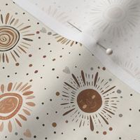 Apricity - Winter sun polka dot Small - smiling suns in earth tones - bohemian style