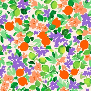 limes and pomegranates (orange + purple)