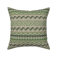 Six Fair Isle Bands in Sage Greens on Off-White