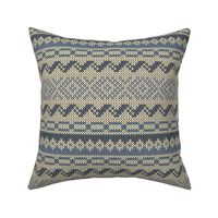 Six Fair Isle Bands in Blue Gray on Off-White