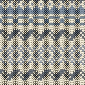 Six Fair Isle Bands in Blue Gray on Off-White