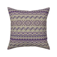 Six Fair Isle Bands in Lavender Purples on Off-White