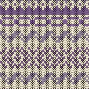 Six Fair Isle Bands in Lavender Purples on Off-White