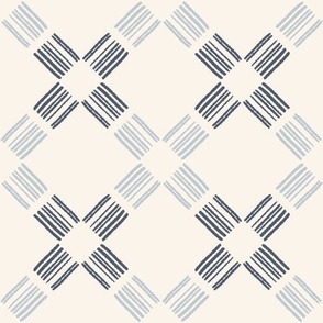Blue Trellis Lines, Textured Basket Weave Diamond Grid Extra Large Scale