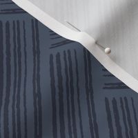Navy Blue Textured Herringbone Extra Large Scale