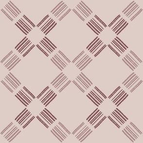 Dark Dusty Pink Trellis Lines, Textured Diamond Grid Basket Weave Extra Large Scale
