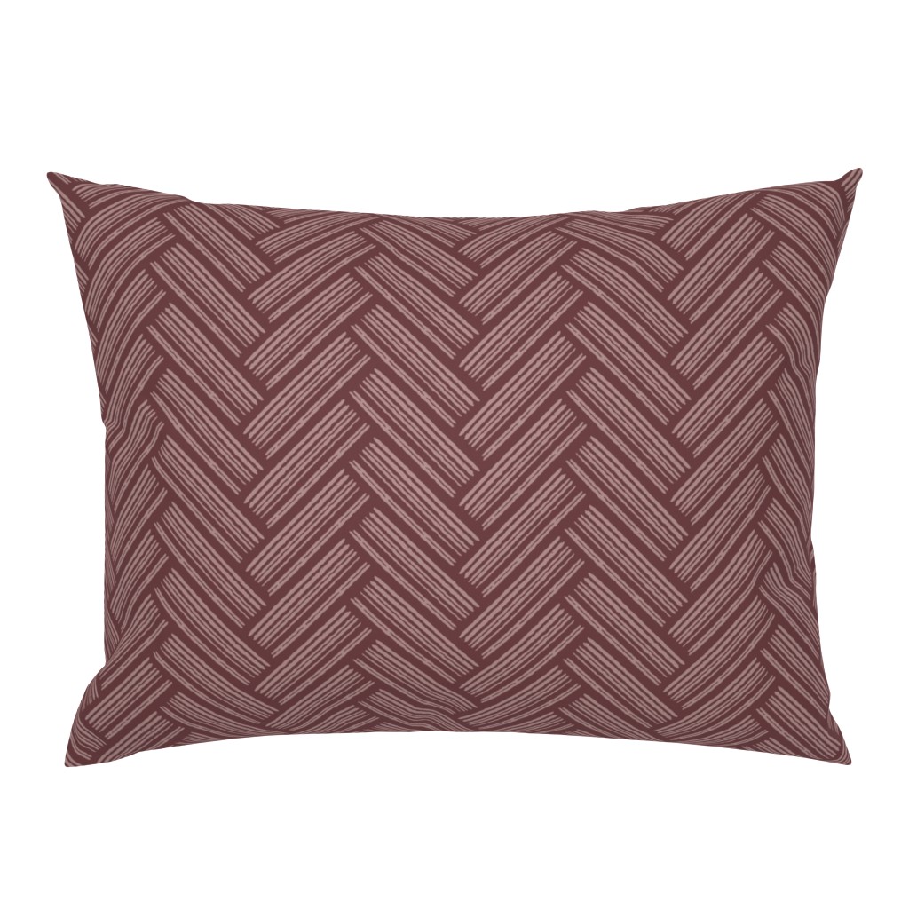 Dark Mauve Textured Herringbone Extra Large Scale