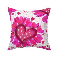 Hot Pink Heart Flowers  -  Valentines Day Decor - Large Scale