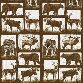 Mountain monarchs block print sepia