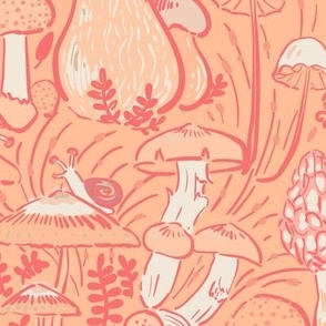 Glowing fungi in Peach Fuzz Pantone of the year 2024 Large scale