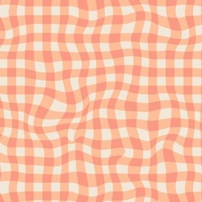 Wavy buffallo check Gingham check Peach fuzz pantone color of the year 2024 Small scale