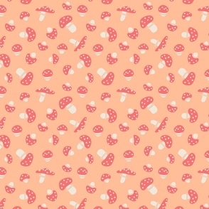 Simple Toadstools Coral and peach fuzz pantone color of the year 2024 on beige Small scale