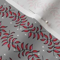 Red and Pink leaves with sparkles on Grey Extra small scale
