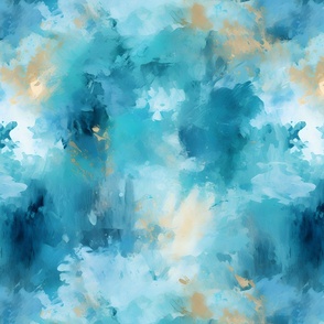Teal & Turquoise Watercolor Abstract Paint 