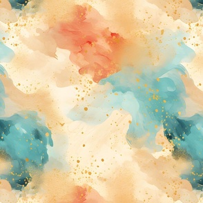 Turquoise & Cream Watercolor Abstract Paint 