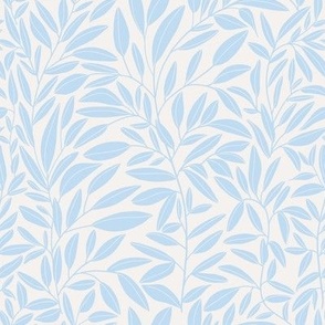 Simple flowing leafy stems - Light sky blue on white