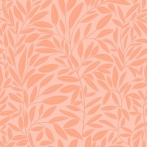 Simple flowing leafy stems - Coral on pink