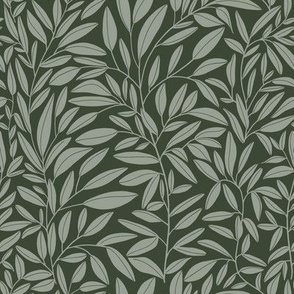 Simple flowing leafy jungle vines/stems - Sage on jungle green