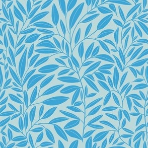 Simple flowing leafy stems - Sky blue on seafoam