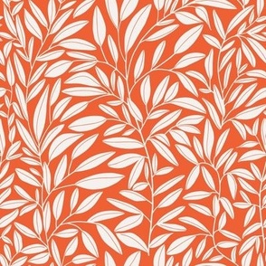 Simple flowing leafy stems - White on red orange