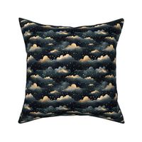 Black, Gold, Gray Clouds & Stars - small