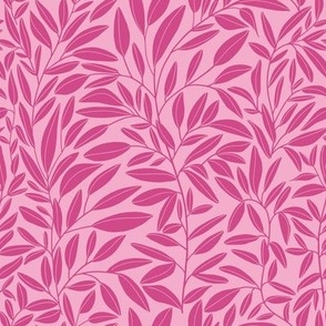 Simple flowing leafy stems - Magenta on pink