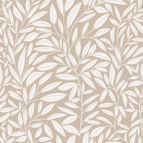 Simple flowing leafy stems - Cream on beige 