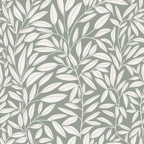 Simple flowing leafy stems - Cream on sage green