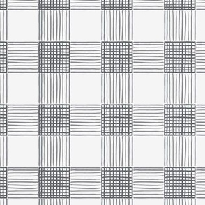 Medium Gingham Check Hand Drawn Lines in Gray