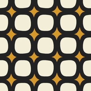 Lava Squares // large print // Pearl White Retro Shapes on Golden Marquee