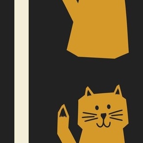 Whiskers & Stripes // large print // Golden Marquee Cats on Dramatic Onyx