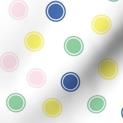 Multicolored Cute Kids Circle Polka Dots on White