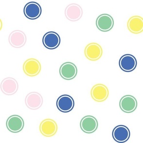 Multicolored Cute Kids Circle Polka Dots on White